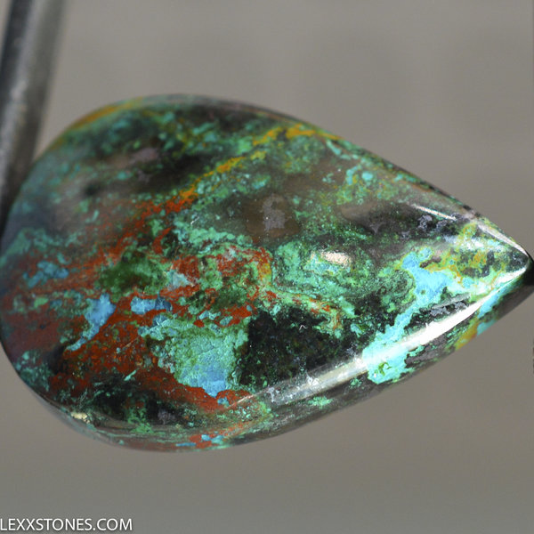 Parrot Wing Chrysocolla Malachite Gemstone Cabochon Hand Crafted By Lexx Stones 44 Carats