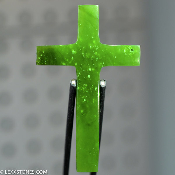 Rare Polar Nephrite Jade Gemstone Cross Hand Crafted by LEXX STONES 51 Carats