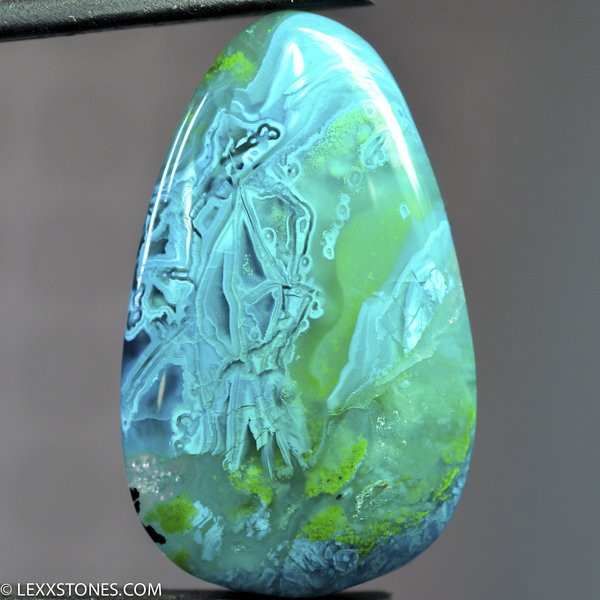 Old Stock Morenci Mine Druzy Gem Silica Chrysocolla Malachite Plume Cabochon Hand Crafted By Lexx Stones 45 Carats