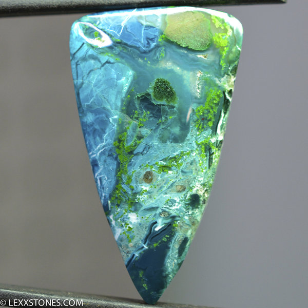 Old Stock Morenci Mine Druzy Gem Silica Chrysocolla Malachite Plume Cabochon Hand Crafted By Lexx Stones 38 Carats