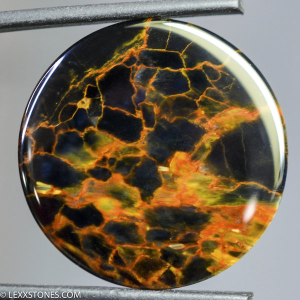 "Fractal Chaos" High Chatoyancy Namibian Pietersite Round Gemstone Cabochon Hand Crafted By LEXX STONES 34Carats