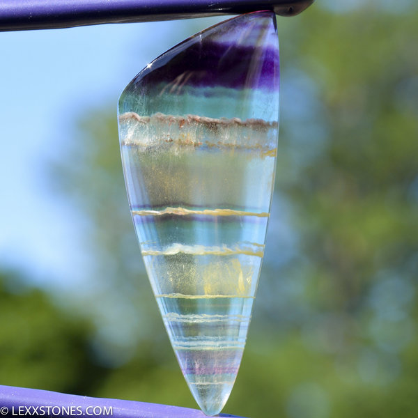 Colorful Banded Argentine Rainbow Fluorite Cabochon Hand Crafted by Lexx Stones 67 Carats