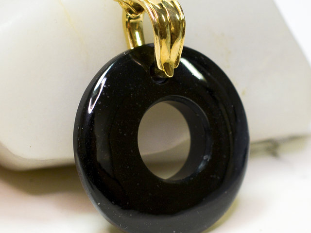 Wyoming Black Nephrite Jade  Hand Crafted Gemstone Double Sided Donut by LEXX STONES 